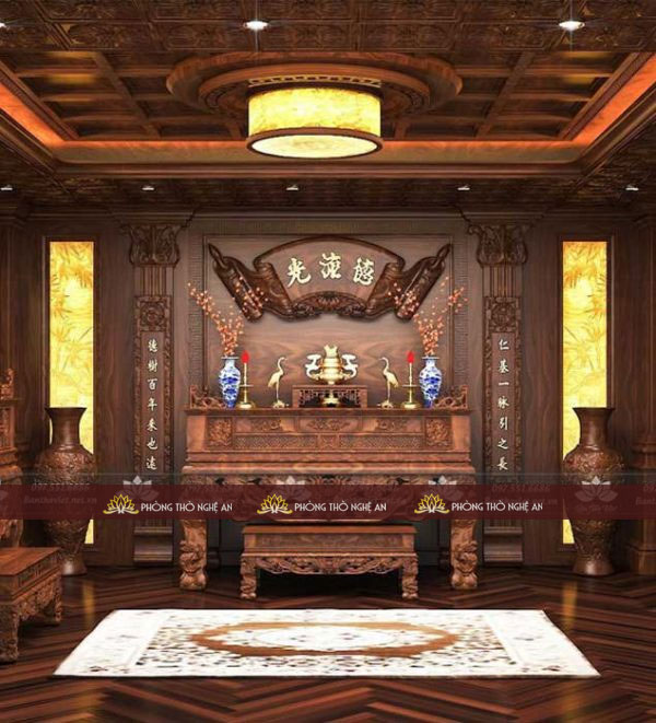 Thiết kế ph&ograve;ng thờ tầng 1 CHUẨN phong thủy rước t&agrave;i lộc tại Nghệ An